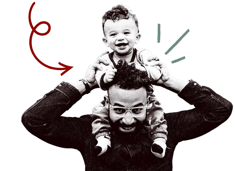 Father with son on his shoulders