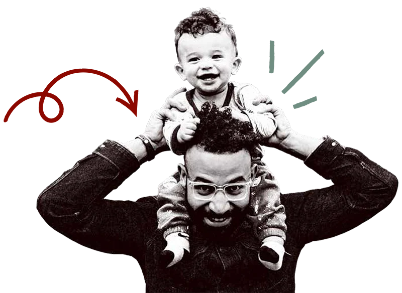 Father with son on his shoulders